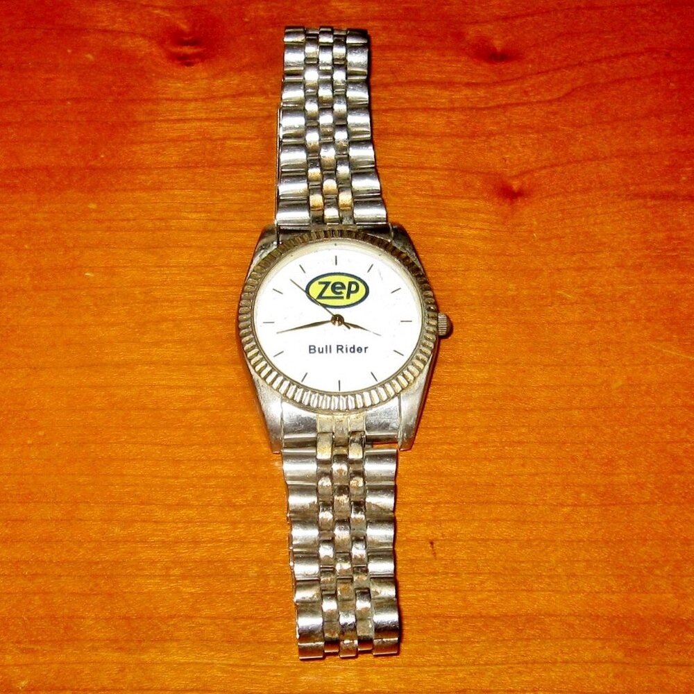 Vintage ZEP Bull Rider Watch Cleaning Company Souvenir Watch Lightweight Metal